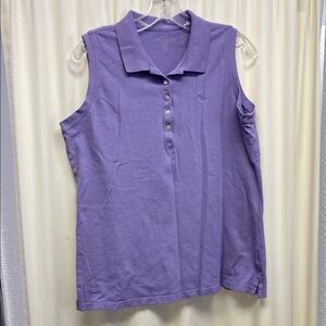 Eddie Bauer Women's Purple Sleeveless Button Down Shirt Large Tall
